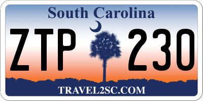 SC license plate ZTP230