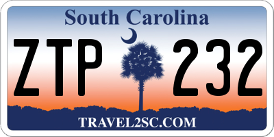 SC license plate ZTP232