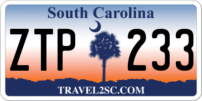 SC license plate ZTP233
