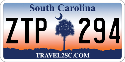 SC license plate ZTP294