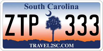 SC license plate ZTP333