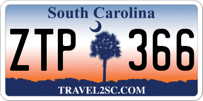 SC license plate ZTP366