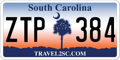 SC license plate ZTP384