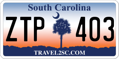 SC license plate ZTP403