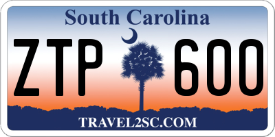 SC license plate ZTP600