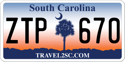 SC license plate ZTP670