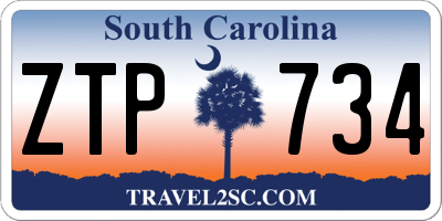 SC license plate ZTP734