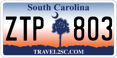 SC license plate ZTP803