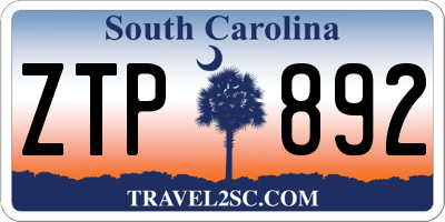 SC license plate ZTP892