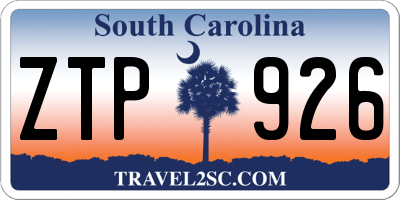 SC license plate ZTP926