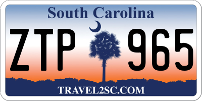 SC license plate ZTP965