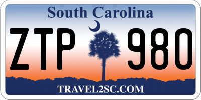 SC license plate ZTP980