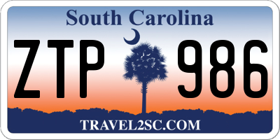 SC license plate ZTP986