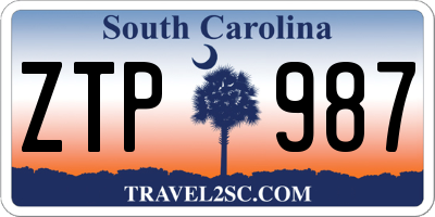 SC license plate ZTP987