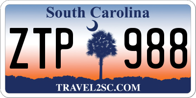 SC license plate ZTP988