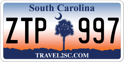 SC license plate ZTP997