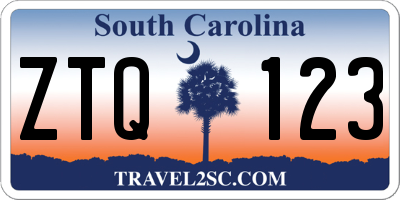 SC license plate ZTQ123