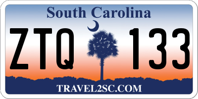 SC license plate ZTQ133