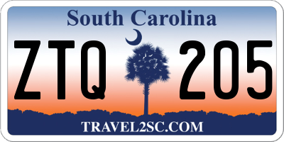 SC license plate ZTQ205