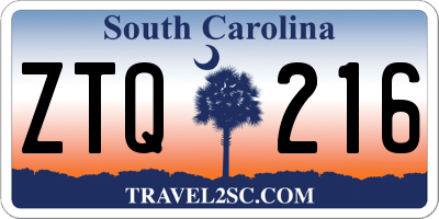 SC license plate ZTQ216