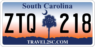 SC license plate ZTQ218