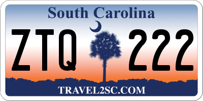 SC license plate ZTQ222