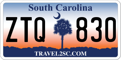 SC license plate ZTQ830