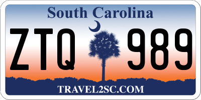SC license plate ZTQ989