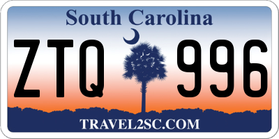 SC license plate ZTQ996
