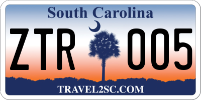 SC license plate ZTR005