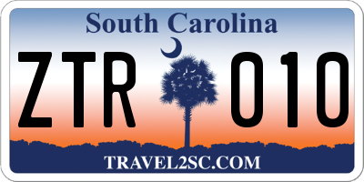 SC license plate ZTR010