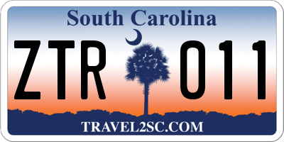 SC license plate ZTR011