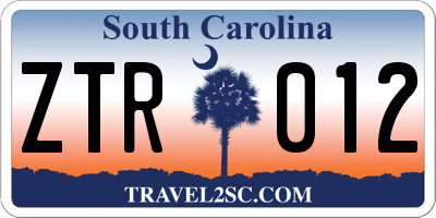 SC license plate ZTR012