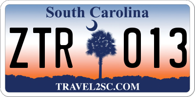 SC license plate ZTR013