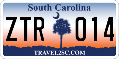 SC license plate ZTR014