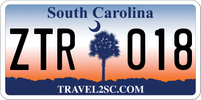 SC license plate ZTR018