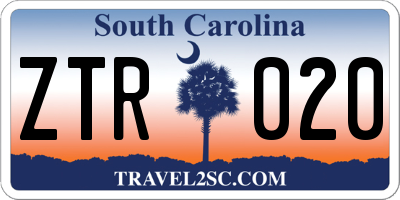 SC license plate ZTR020