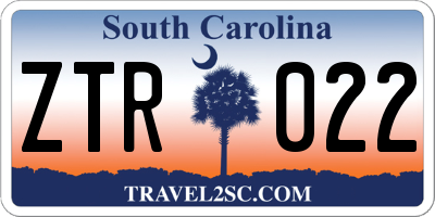 SC license plate ZTR022