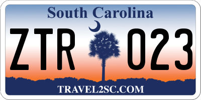 SC license plate ZTR023