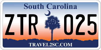 SC license plate ZTR025