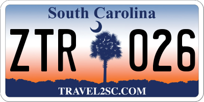 SC license plate ZTR026