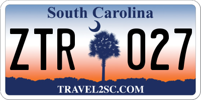 SC license plate ZTR027