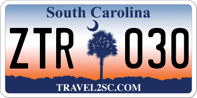 SC license plate ZTR030