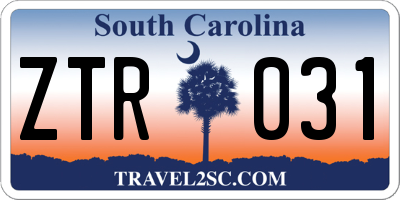 SC license plate ZTR031