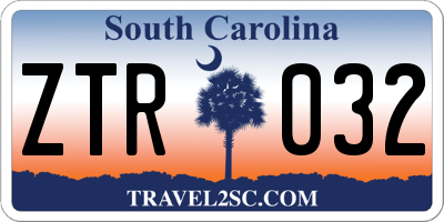 SC license plate ZTR032