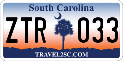 SC license plate ZTR033