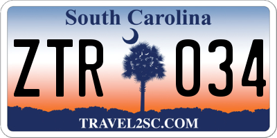 SC license plate ZTR034