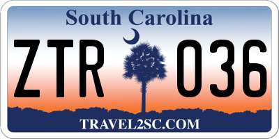 SC license plate ZTR036