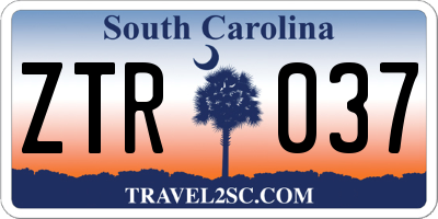 SC license plate ZTR037