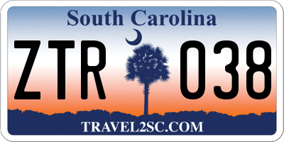 SC license plate ZTR038